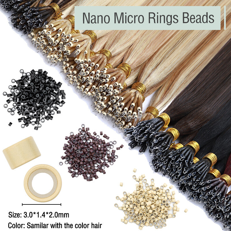 Nano Ring Hair Extensions Human Hair Micro Loop Beads 100% Remy Hair