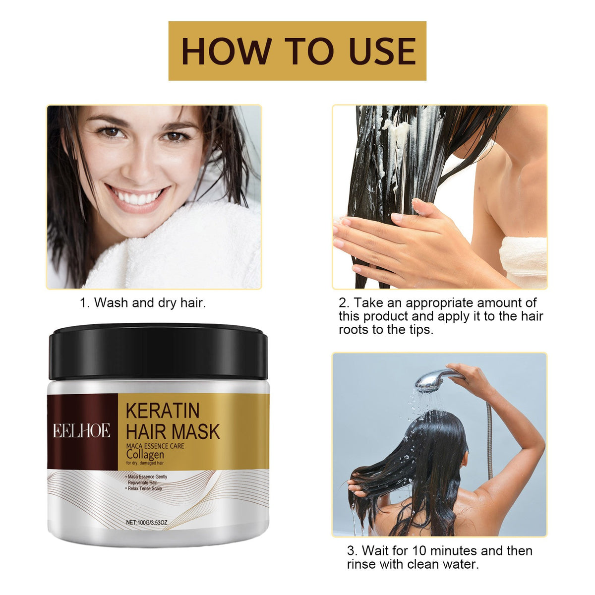 Deep Moisturizing Hair Mask for Damaged Hair Repair & Smoothing - Natural