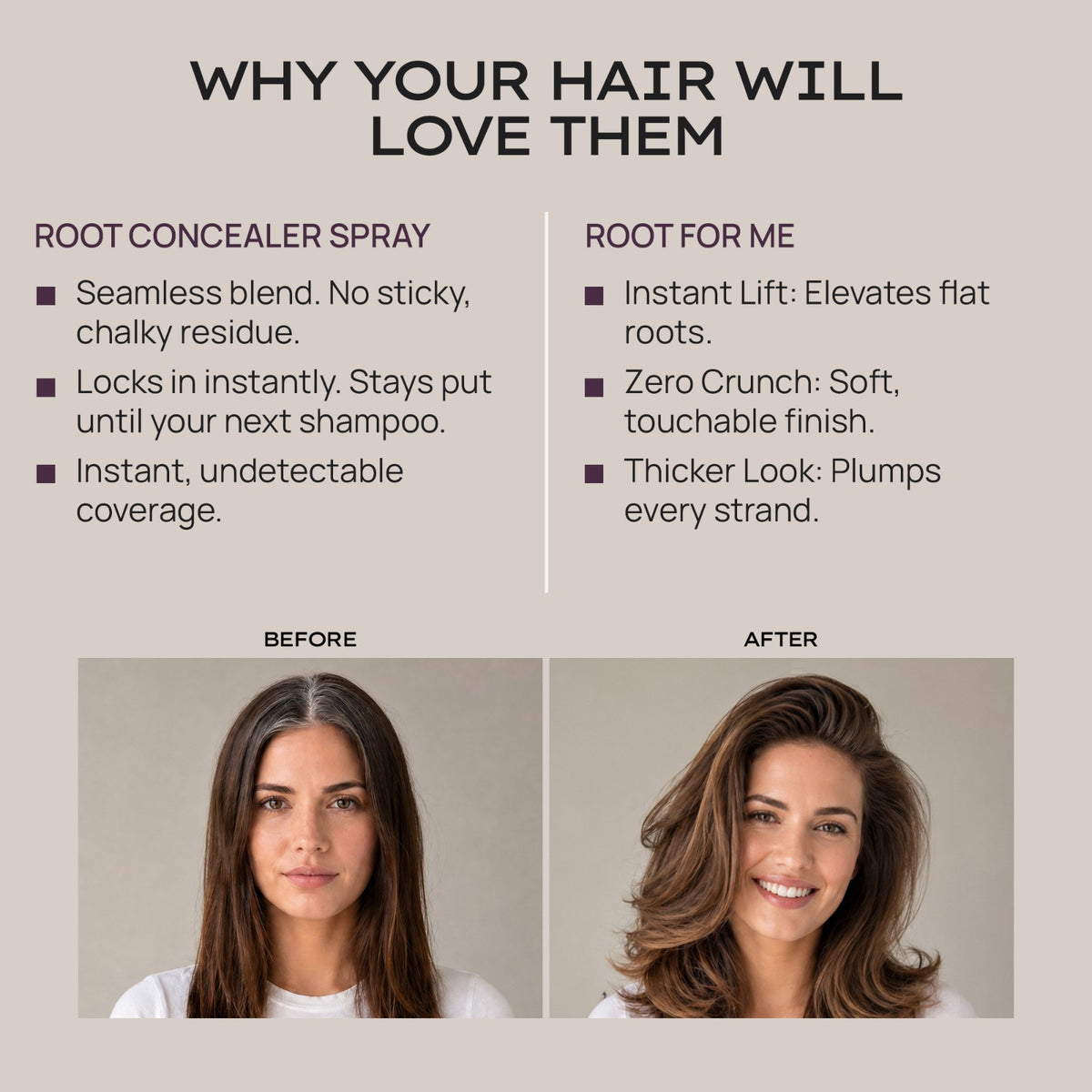 Root Concealer & Volumizing Spray Bundle for Gray Cover & Fuller Hair