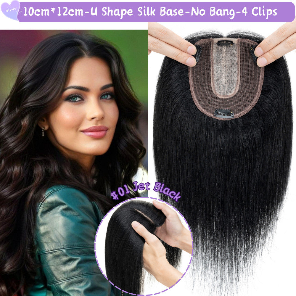 Clip-In Hair Topper for Women - Natural Remy Human Hair Wiglet with Lace/Silk Base