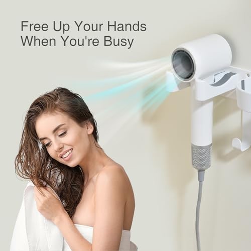 Wall Mount Hair Tool Organizer with Hooks and Stainless Steel Cup