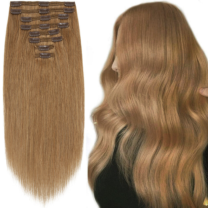 Double Weft Clip-In Hair Extensions - Remy Human Hair Ombre Full Head Set