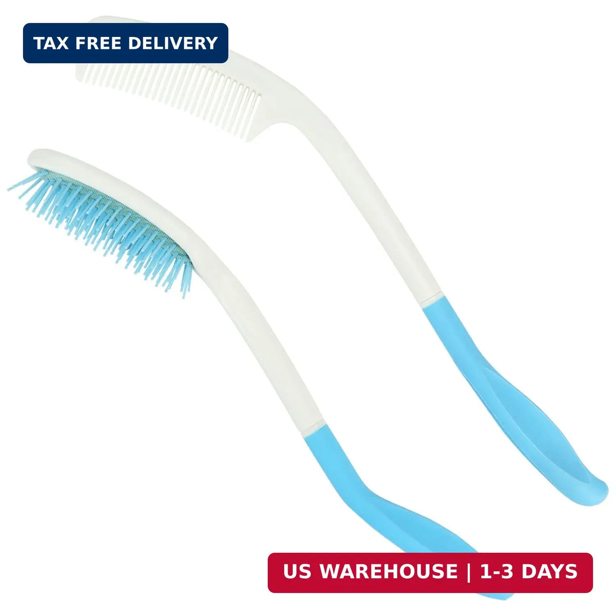 Long Reach Handled Hair Comb and Brush Set for Elderly & Disabled