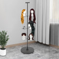 12-Head Wig Display Stand with Wheels - Black Iron Storage Rack for Wigs