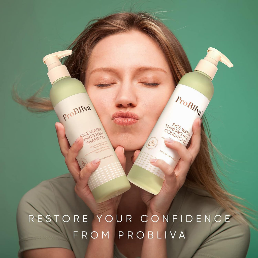 Rice Water Hair Loss Shampoo & Conditioner Set for Thinning Hair - Regrowth & Nourishment