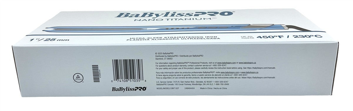 Babyliss Pro Nano Titanium 1-Inch Hair Straightening Iron - Fast Heat-Up