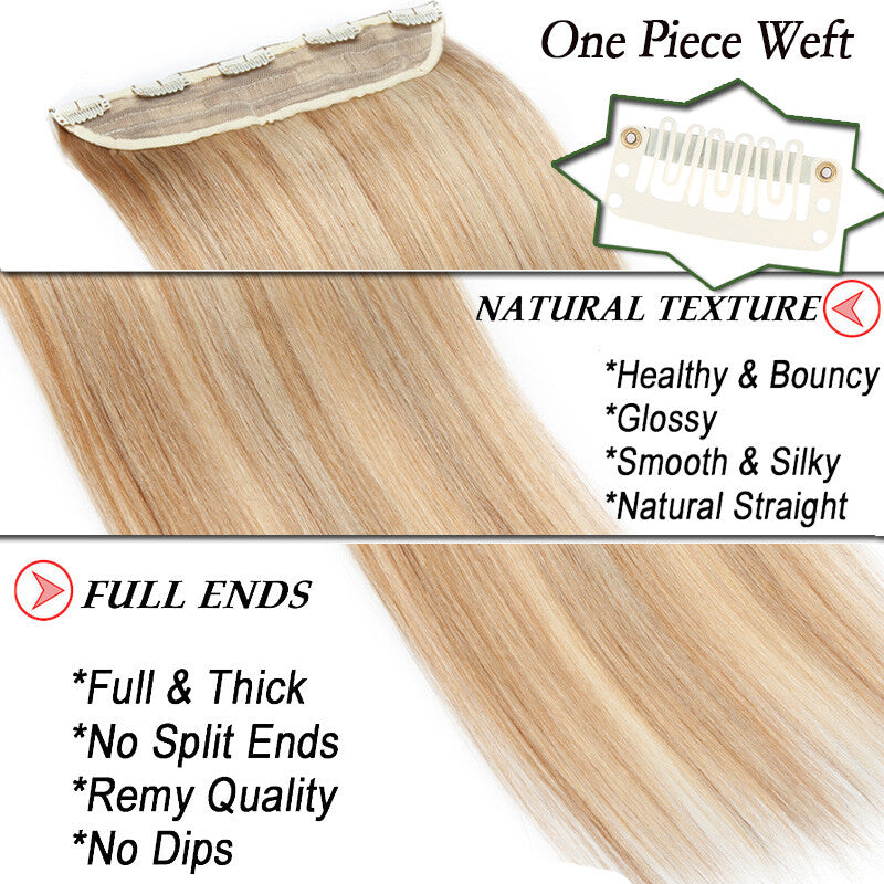 Remy Human Hair Clip-In Extensions 3/4 Full Head Weft - Multiple Colors & Lengths
