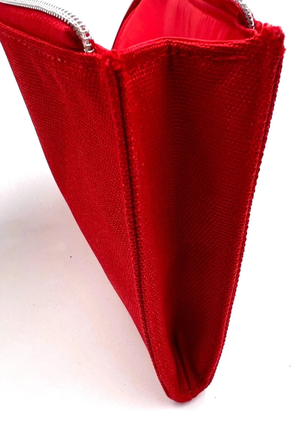 Cosmetic Canvas Makeup Zipper Small Bag - Red