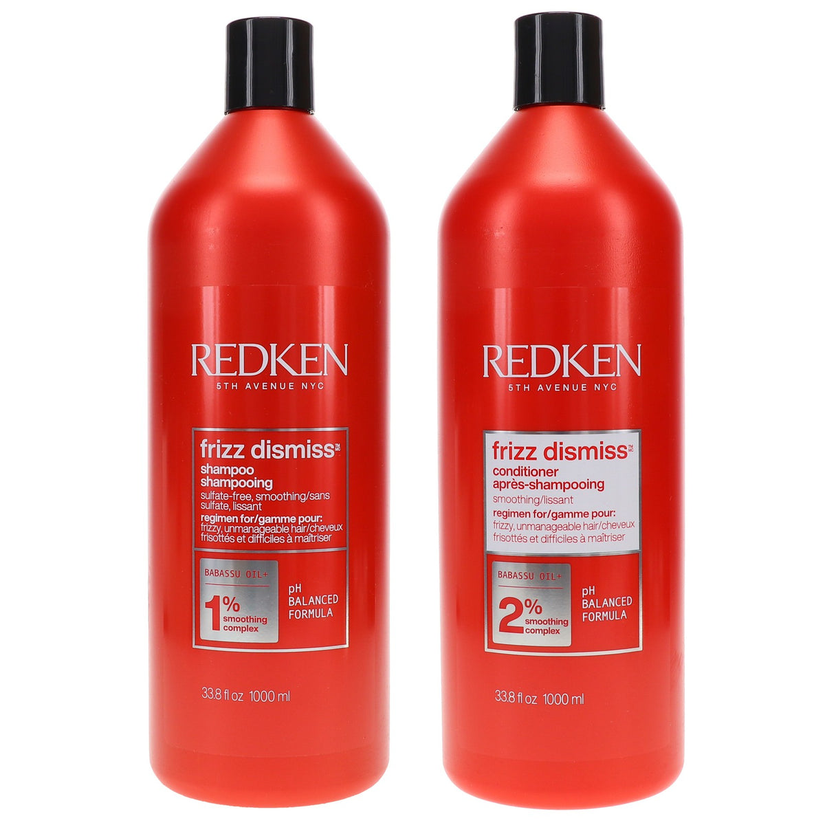 Redken Frizz Dismiss Shampoo & Conditioner Set 33.8 oz Each - Anti-Frizz Hair Care