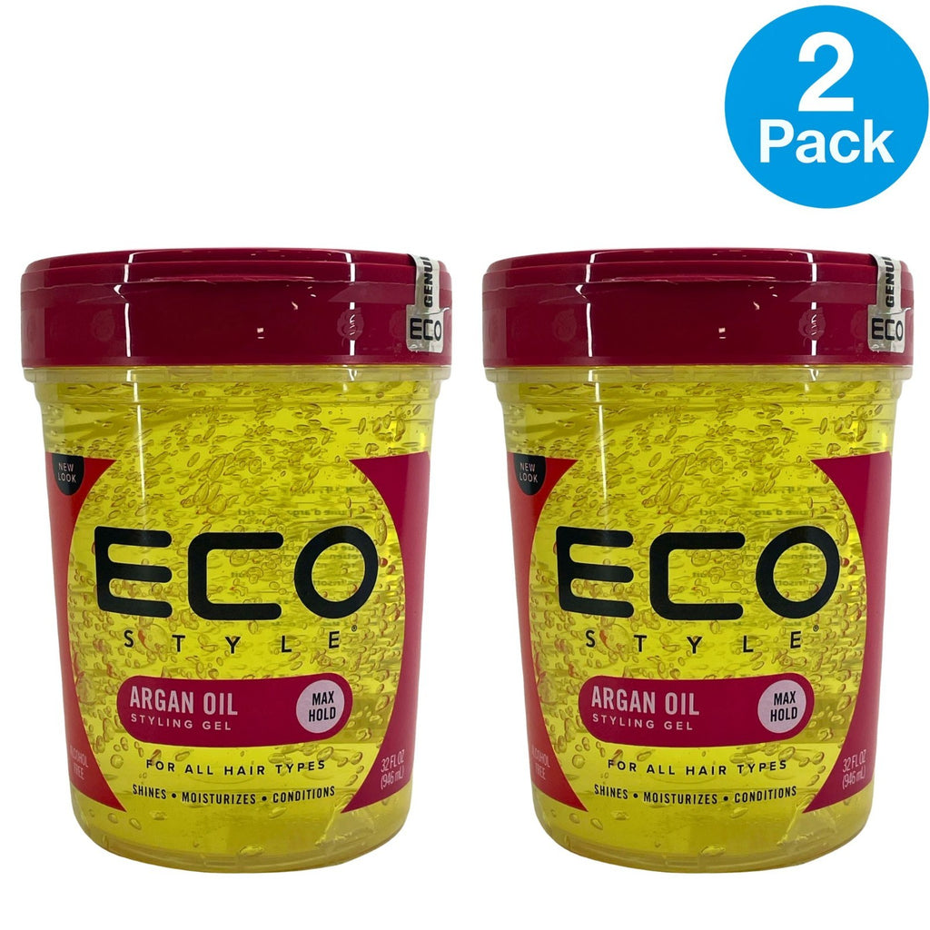 Eco Style Argan Oil Styling Gel Max Hold 2-Pack - Alcohol-Free, 64 oz