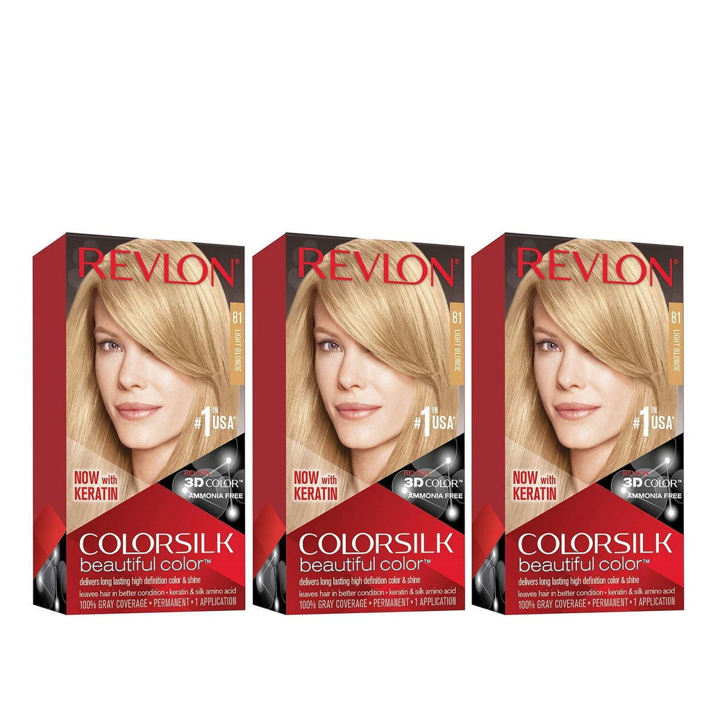 Revlon ColorSilk Permanent Hair Color Light Blonde Pack of 3