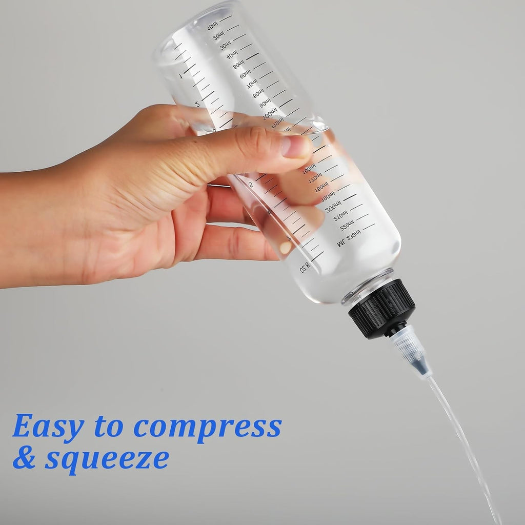 8.5oz Transparent Hair Dye Applicator Bottle with Graduated Scale – Leak-Proof, Professional-Grade Squeeze Bottle