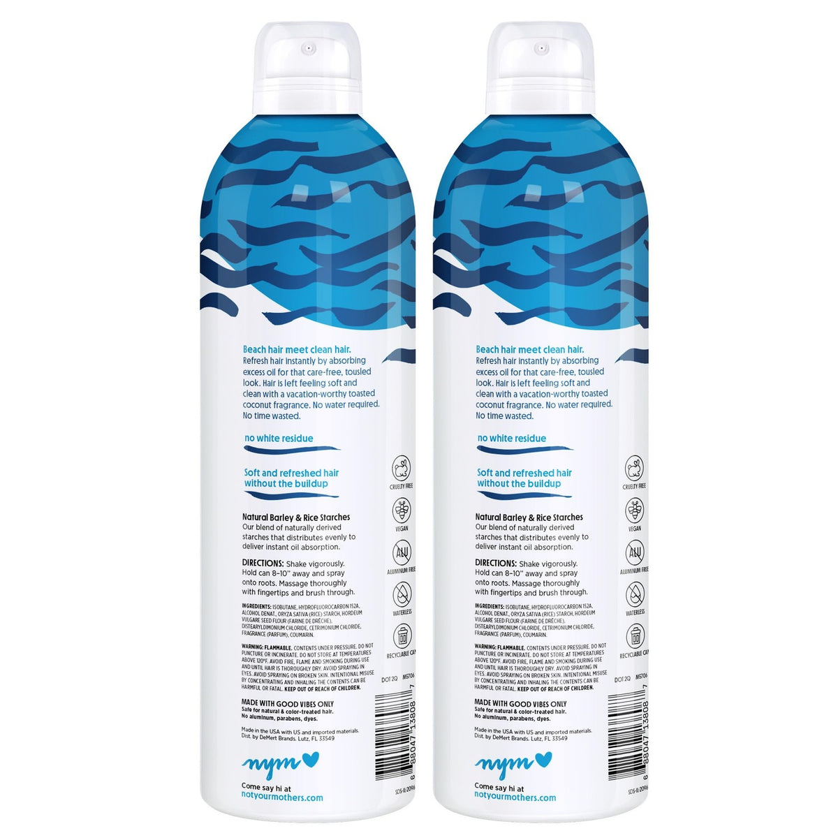 Dry Shampoo Spray with Coconut Scent - 12 oz 2 Pack - Refreshing & Waterless