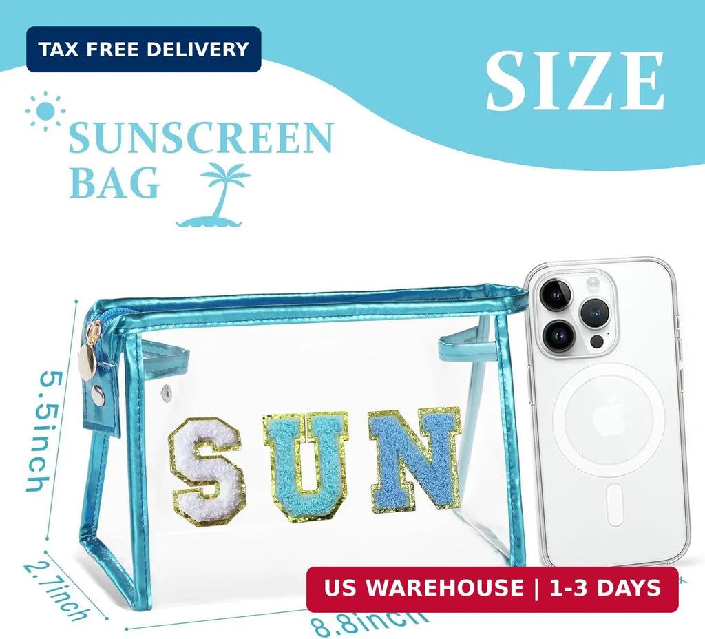 Clear Sunscreen Bag Waterproof Makeup Toiletry Pouch for Beach & Travel