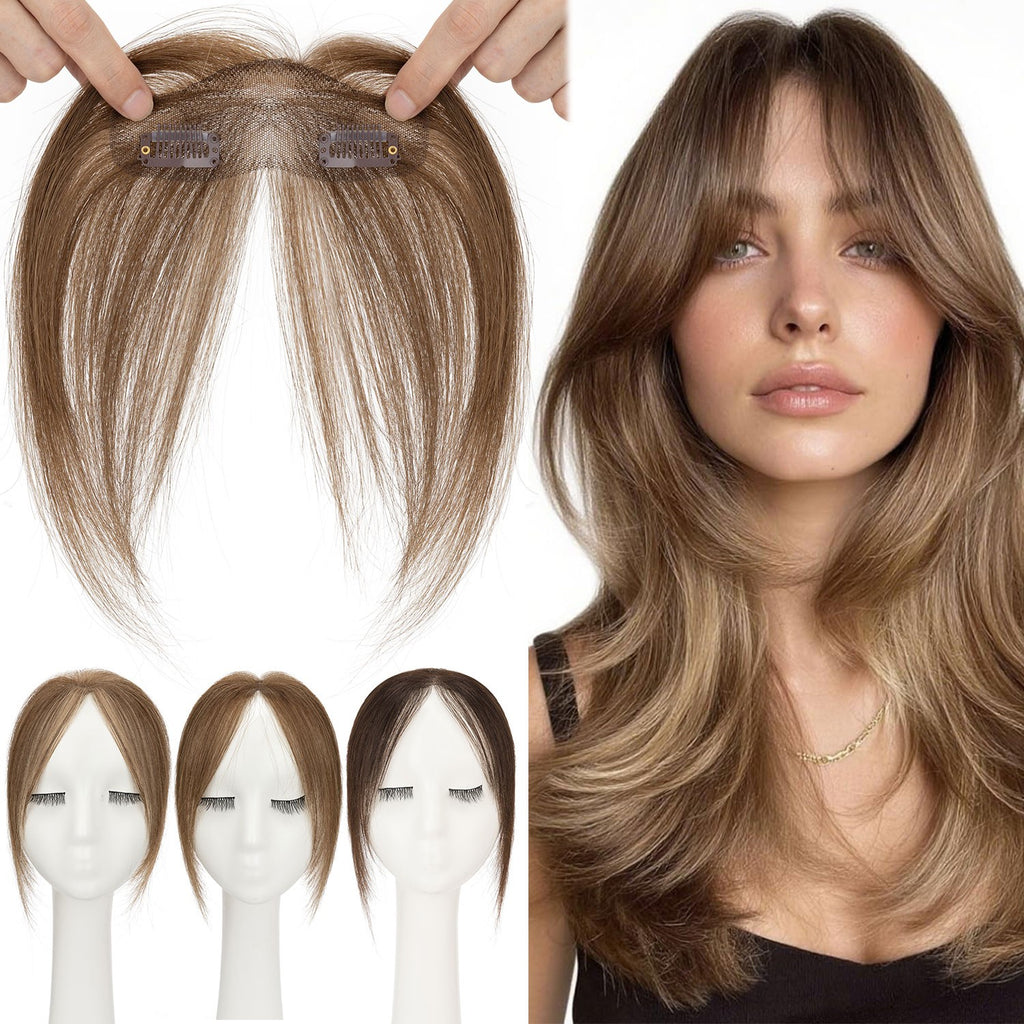 Remy Human Hair Clip-In Bangs with Temples - Natural Black & Brown Shades