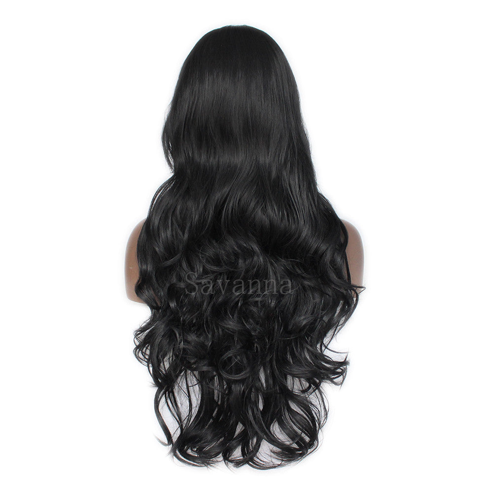 Women's Heat Resistant Synthetic Lace Front Wigs - Long Wavy Hair, 180% Density