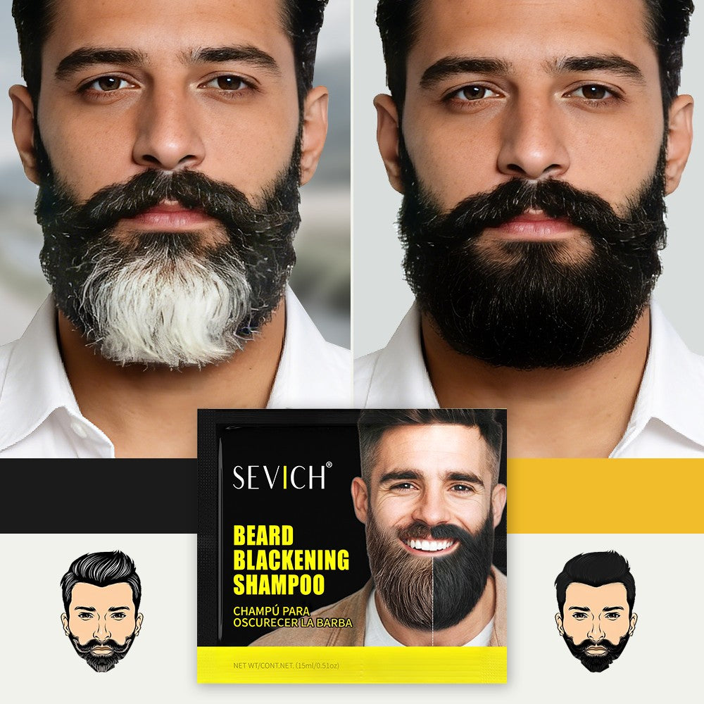 Natural Black Beard Dye Shampoo - Grey Coverage, Ammonia-Free, 10/20/30/50pcs