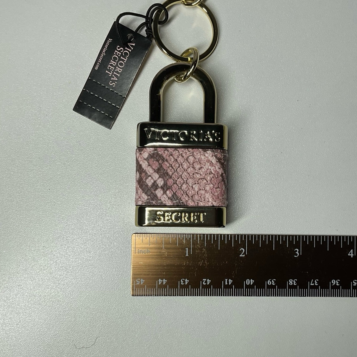 Pink Python Padlock Keychain Charm - Gold Tone Accessories