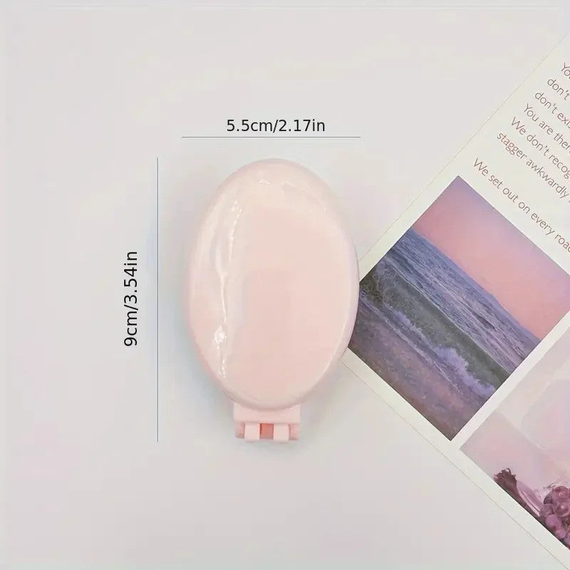 Portable Folding Hair Brush Comb with Mirror - Travel Friendly and Lightweight