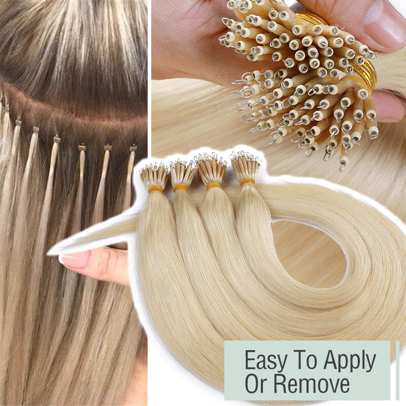Nano Ring Hair Extensions Human Hair Micro Loop Beads 100% Remy Hair