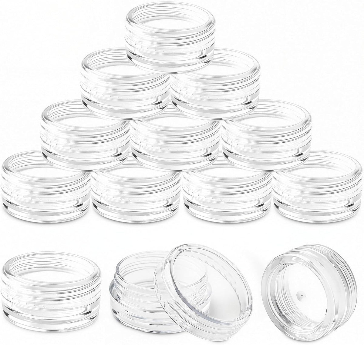 10 Pack 3G Clear Plastic Cosmetic Sample Jars - Travel Makeup & Skincare Containers