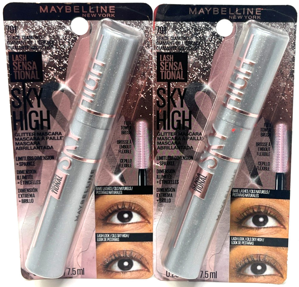 Maybelline Lash Sensational Sky High Glitter Mascara - 791 Space Diamond (2 Count, Sealed)