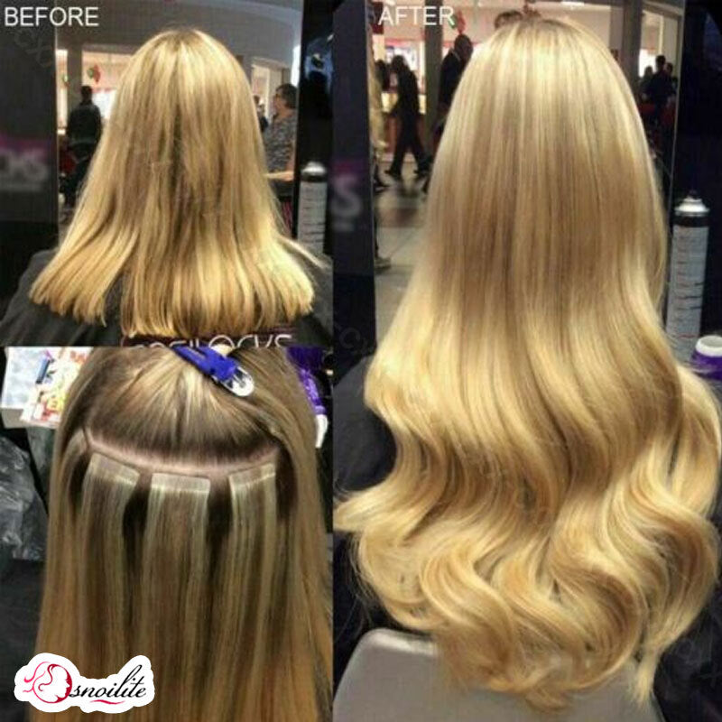 Human Hair Extensions Skin Weft Ombre Thick Tape-In Hair Extensions - Multiple Lengths & Colors