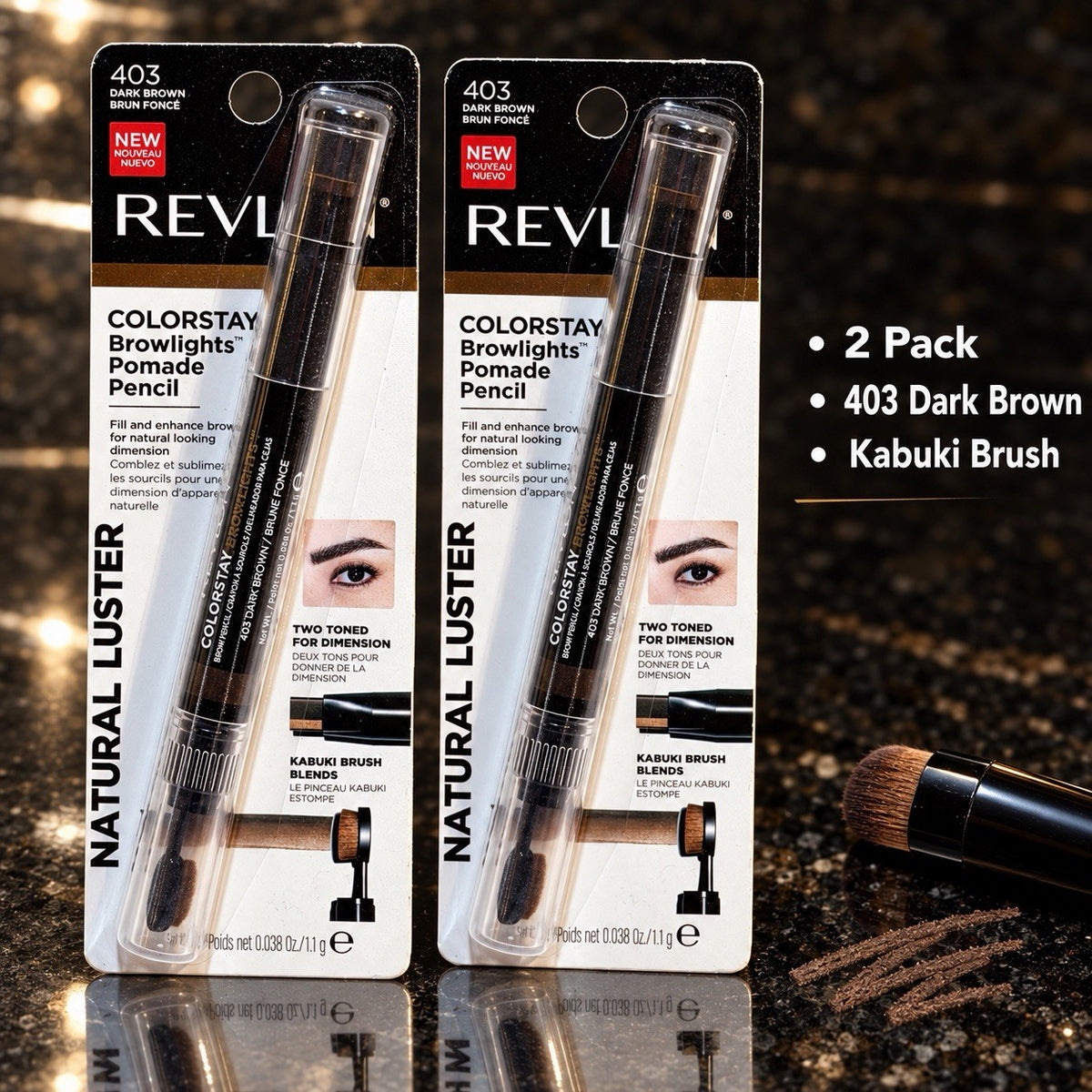 Revlon ColorStay Browlights Pomade Pencil Dark Brown 2-Pack