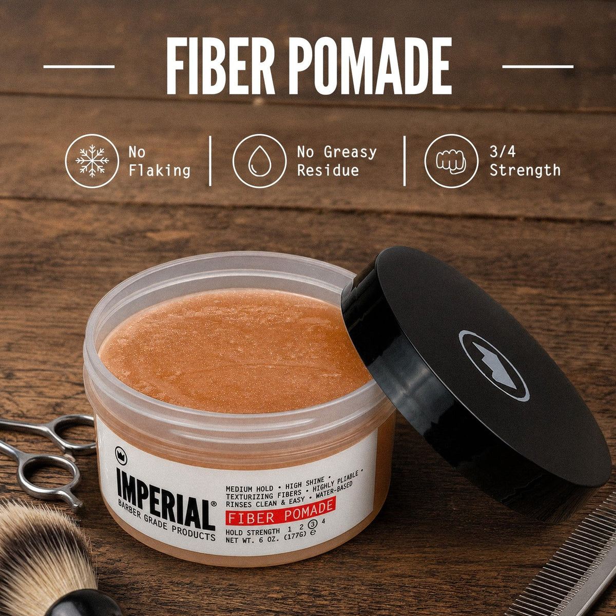 Fiber Pomade 6 oz - Medium Hold Hair Styling Product for Texture & Shine