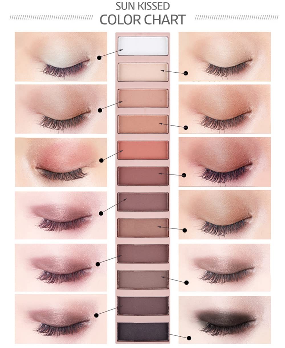 12-Color Nude Eyeshadow Palette Set - Matte & Shimmer Natural Look