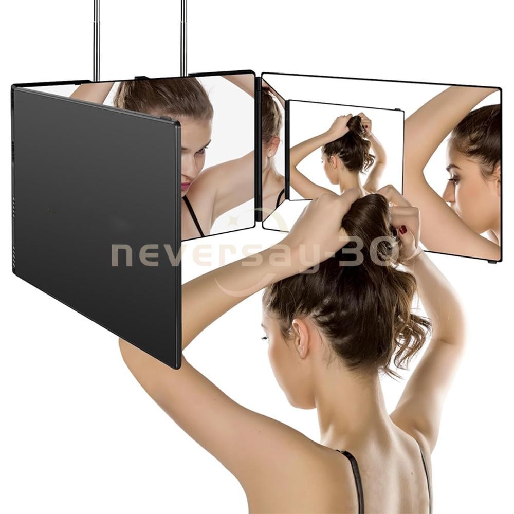 3-Way Full View Mirror for Self Hair Cutting & Styling - Tri-Fold Barbershop Tool