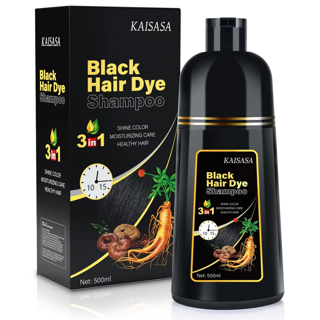 3-in-1 Hair Dye Shampoo for Gray Coverage - Natural Black, 500ml for Men