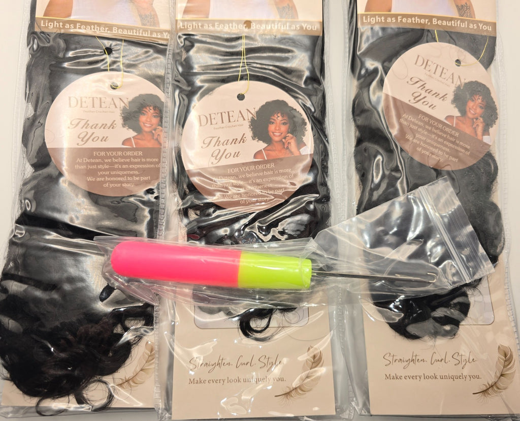 10-Inch Crochet Hair Extensions - 3 Packs of 40 Strands, Natural Curl Texture