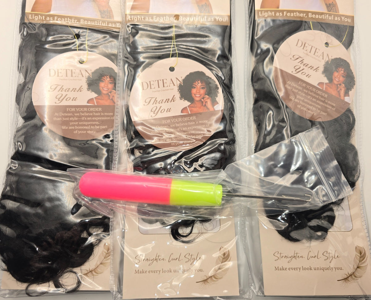 10-Inch Crochet Hair Extensions - 3 Packs of 40 Strands, Natural Curl Texture