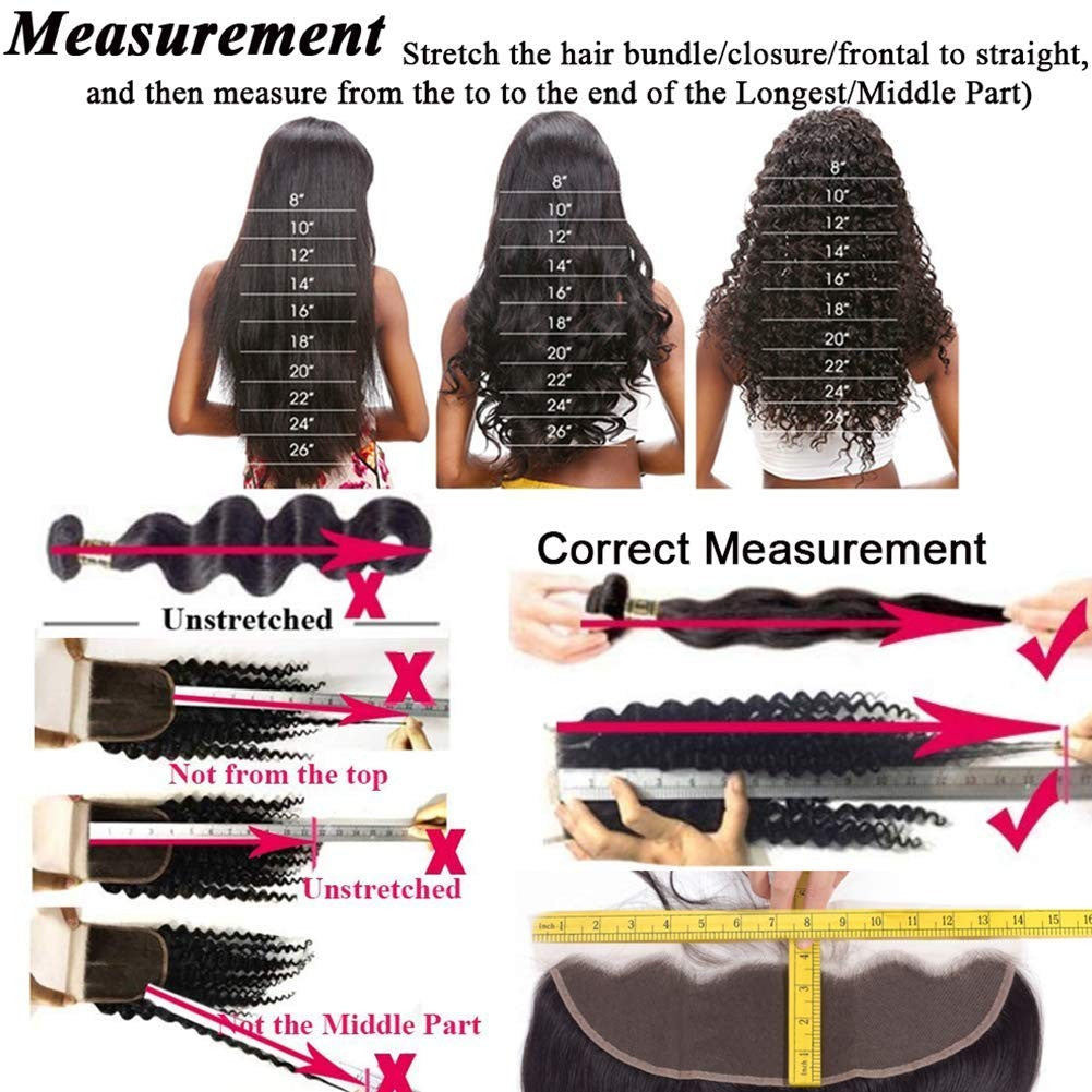 Brazilian Body Wave Hair Extensions Set with Closure - 14 16 18 Inches
