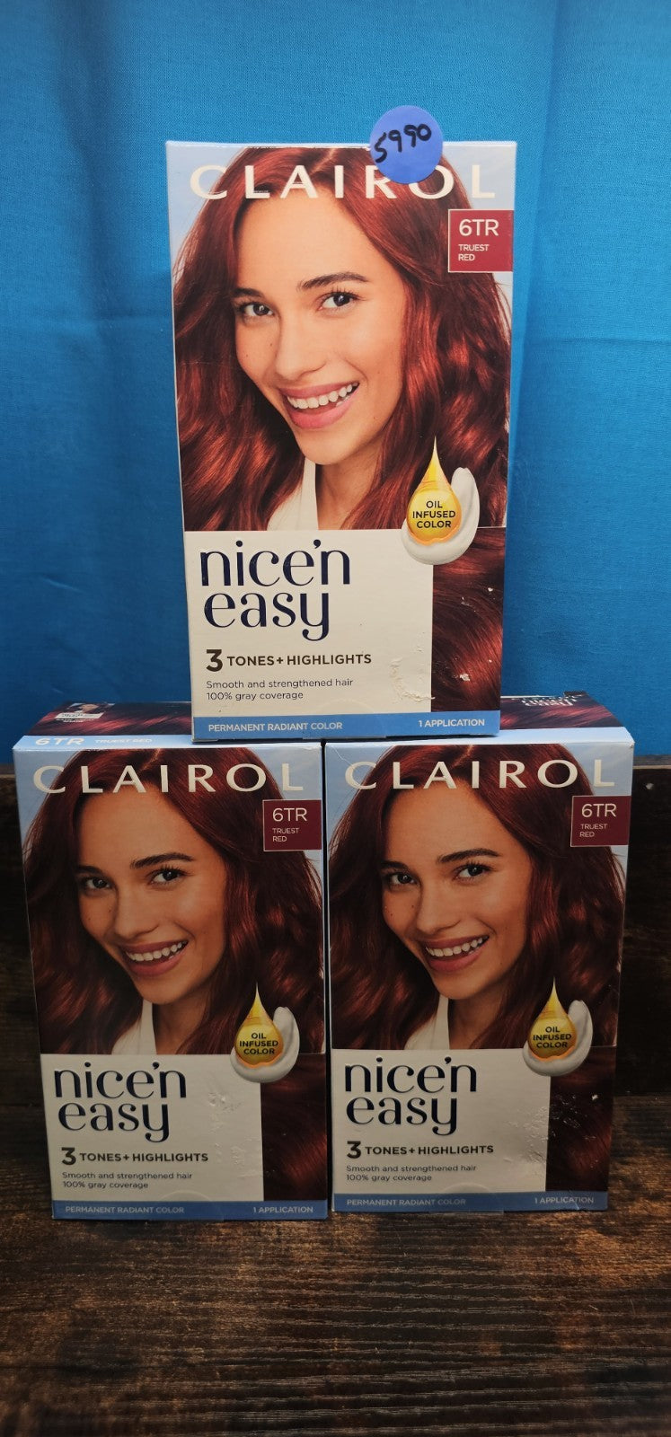 Hair Color Kit 3 Pack - Permanent Highlights in Truest Red 6TR