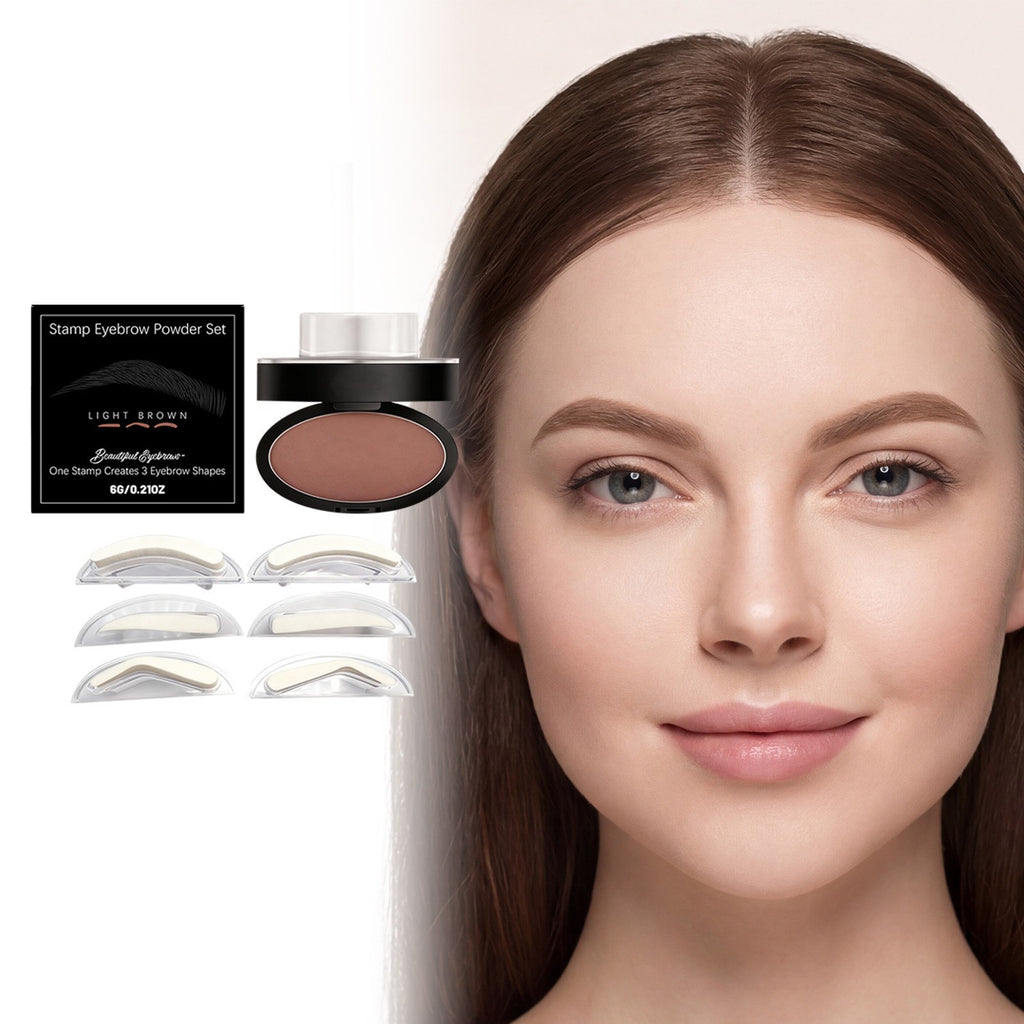 Eyebrow Stamp Kit with 3 Shapes - Water-Resistant, Quick & Easy Makeup