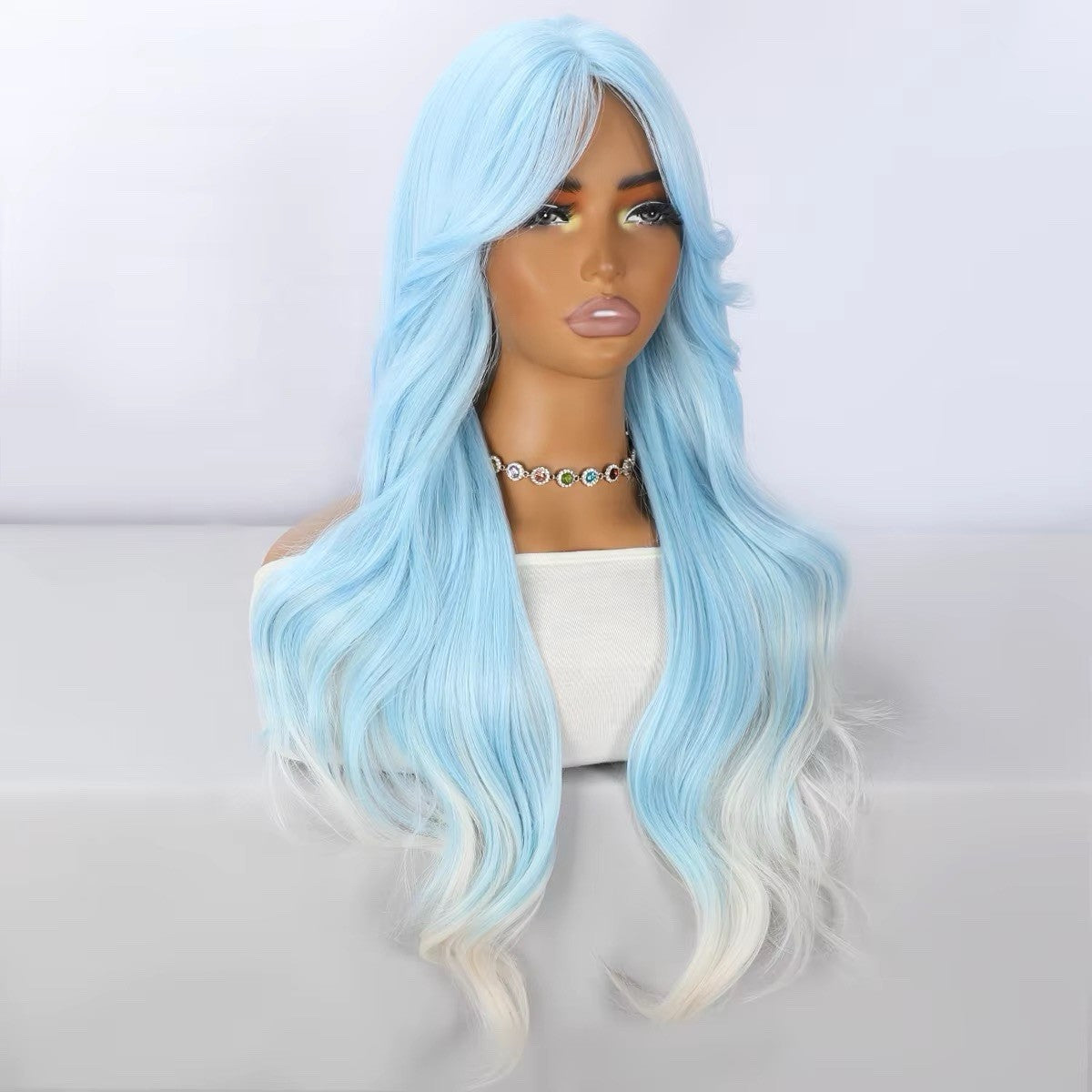 Light Blue White Wig for Halloween Christmas Birthday Costume - Viral Tik Tok Style