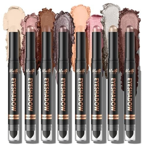 8 Color Waterproof Dual-Ended Eyeshadow Stick Set - Long Wear & Easy Application