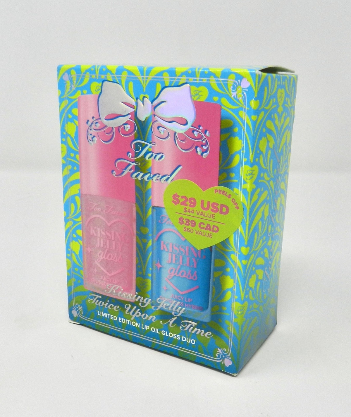 Too Faced Kissing Jelly Lip Oil & Gloss Duo Bubblegum Blue Snow