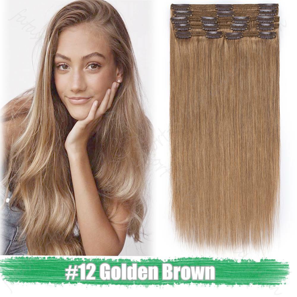 150g Double Weft Clip-In Human Hair Extensions - Full Head, Thick & Natural