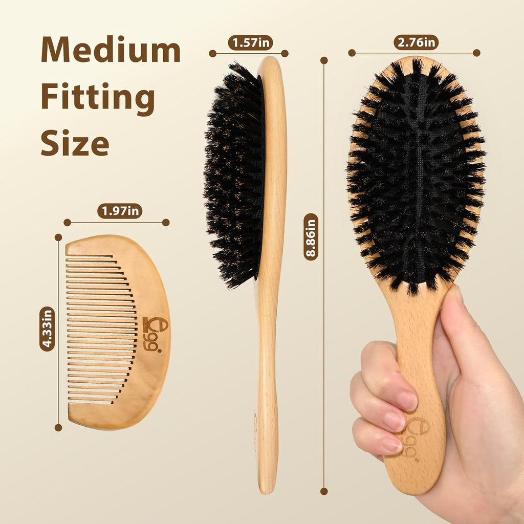 Boar Bristle Hair Brush for Women Men Kids Natural Wooden Handle