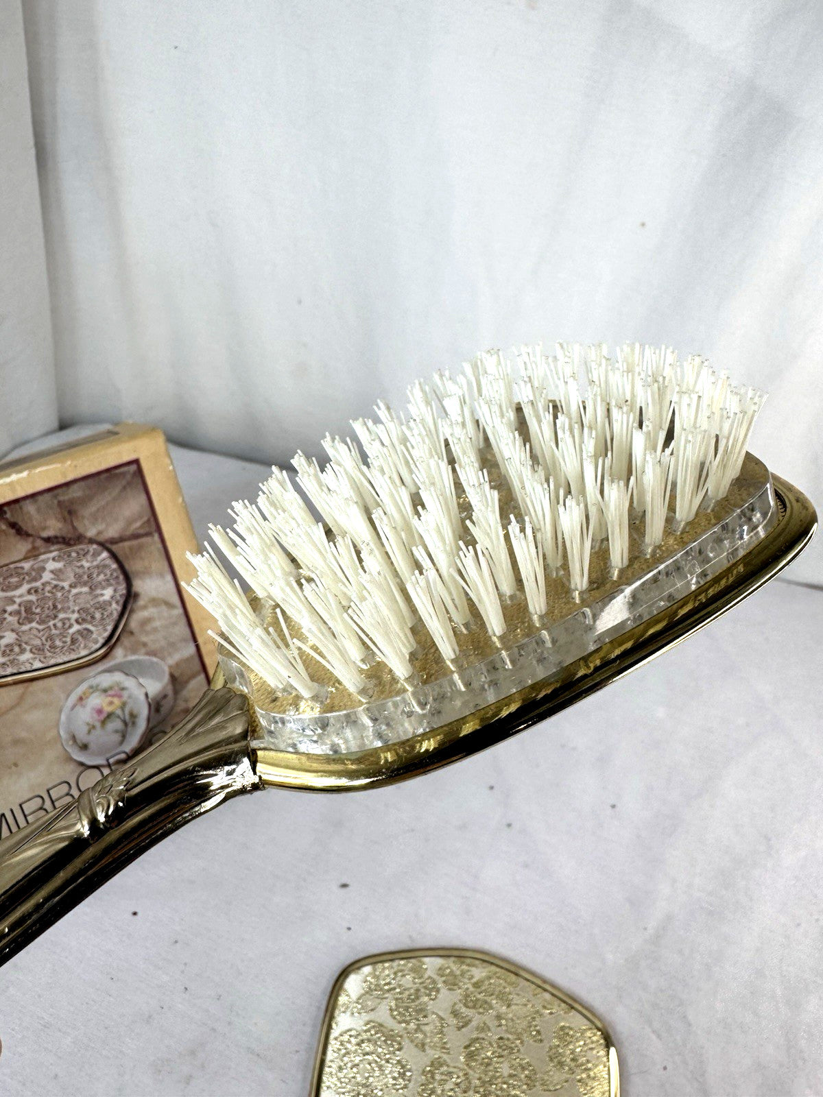 Vintage Brass Dresser Set with Mirror, Comb & Brush - Lady Fair