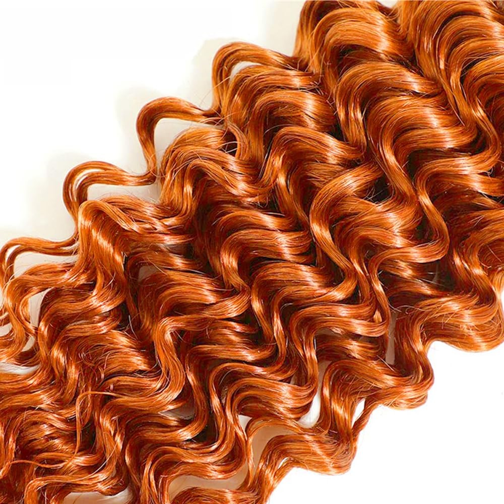 Human Hair Bundles 28 30 32 Inch Ginger Orange Deep Wave 150g