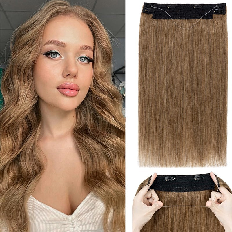 Remy Human Hair Clip-In Extensions with Invisible Wire & Clips - Thick, Natural Look