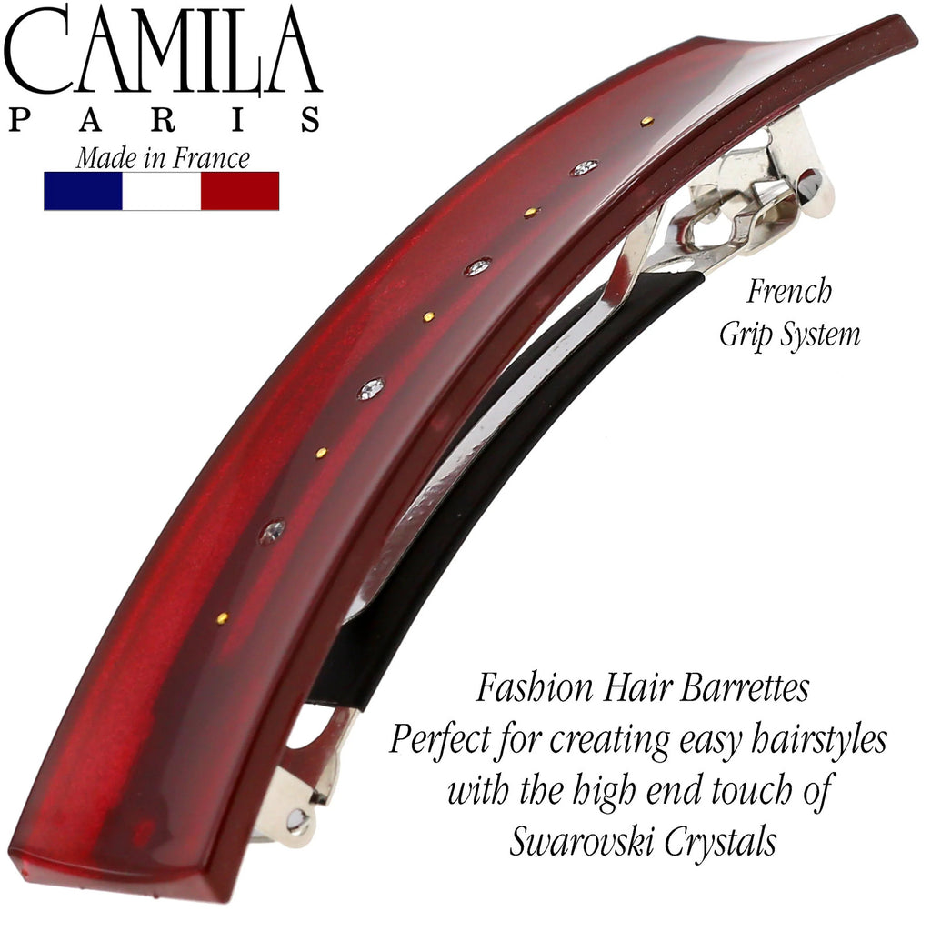 Wide Arched Swarovski Crystal No-Slip Hair Barrette - Elegant Hair Accessory