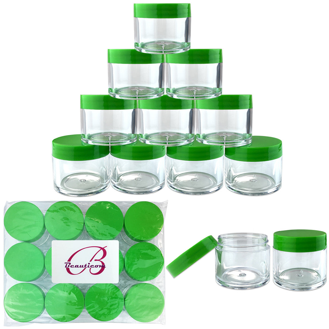 12 Pack 1oz Acrylic Plastic Jars BPA Free Sample Containers for Cosmetics & Food