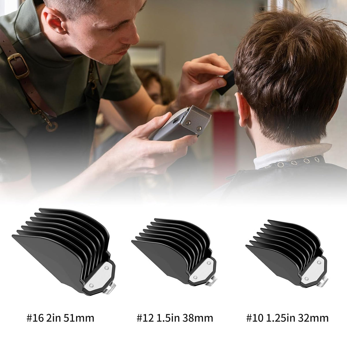 Hair Clipper Guard Set for Wahl - Metal Attachments with 3 Lengths 1.25, 1.5, 2 Inches
