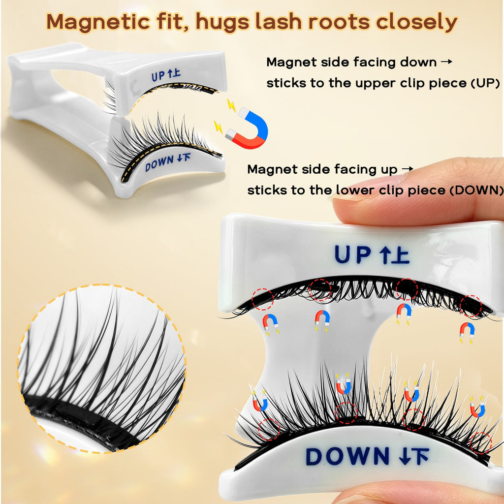 Reusable Magnetic False Eyelashes Kit with Applicator No Glue Needed Natural Look