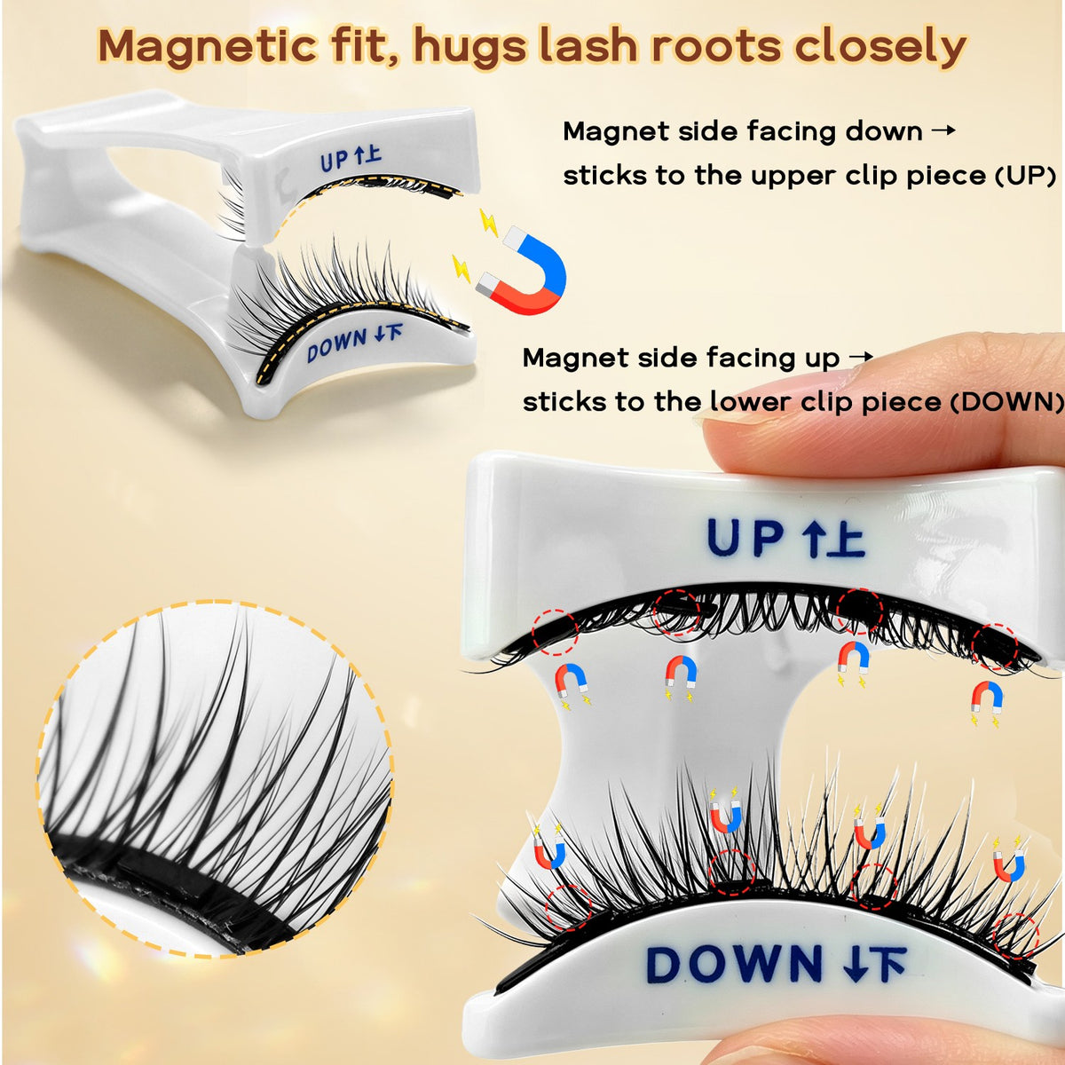 Reusable Magnetic False Eyelashes Kit with Applicator No Glue Needed Natural Look